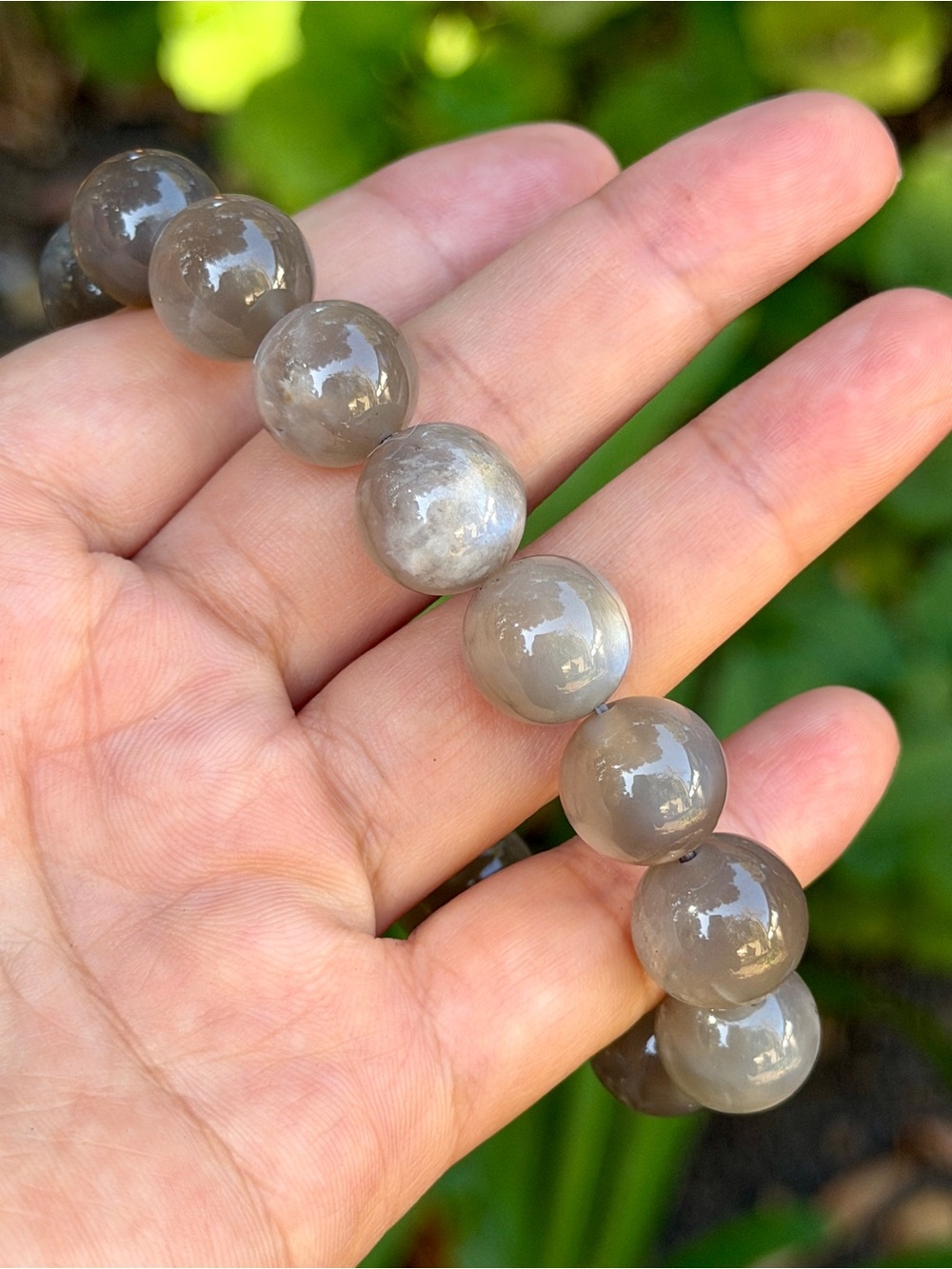 13.5mm Dark Gray Moonstone Stretch Bracelet 2637 - Picture 4 of 9